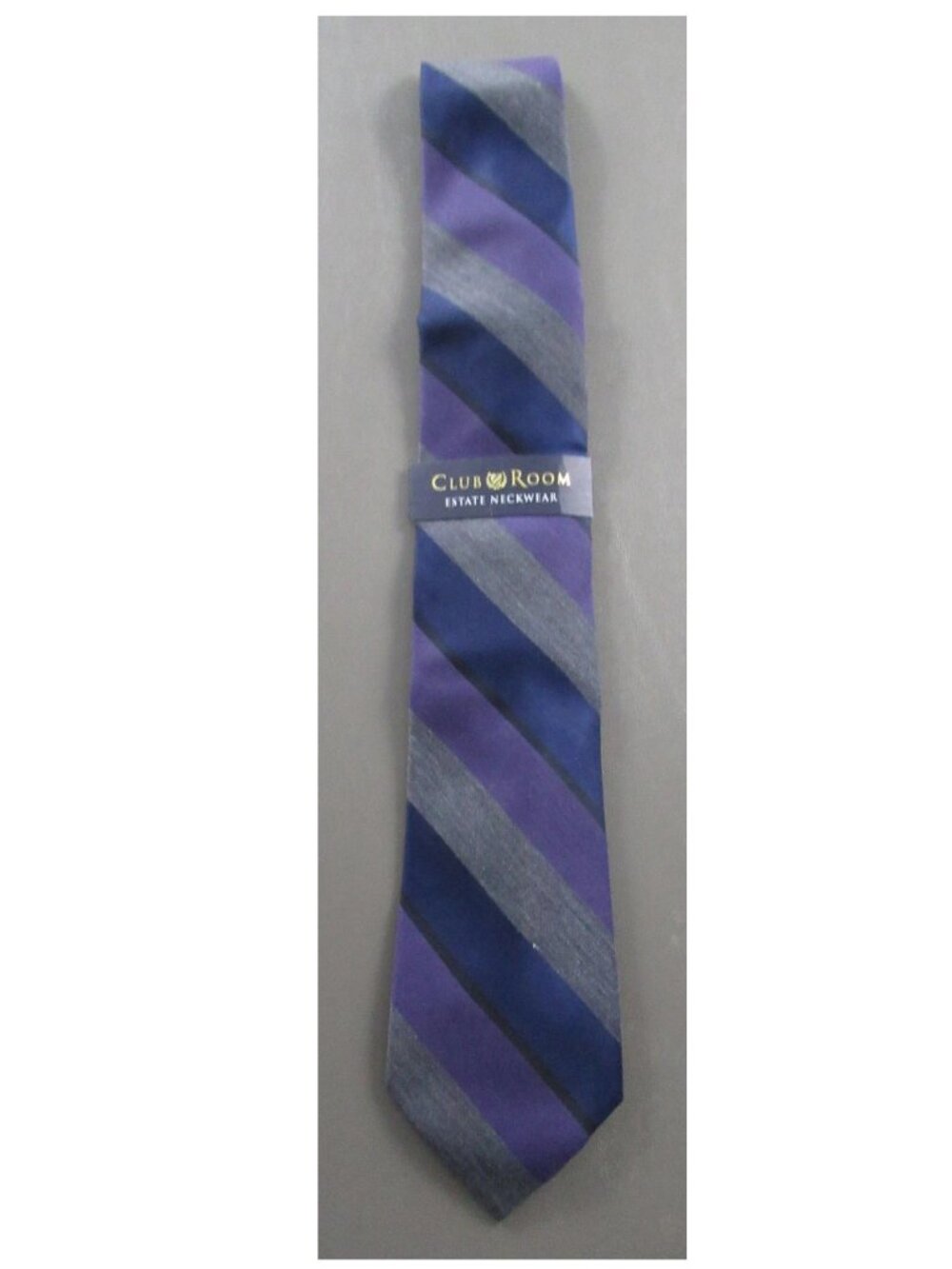 Club Room Estate Men's Broad Stripe Silk Blend Neck Tie, Purple Gray, One Size